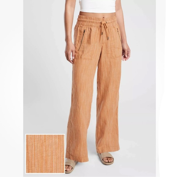 Athleta Pants - Athleta Cabo Linen Textured Wide Leg Pant, Rain Dance 6